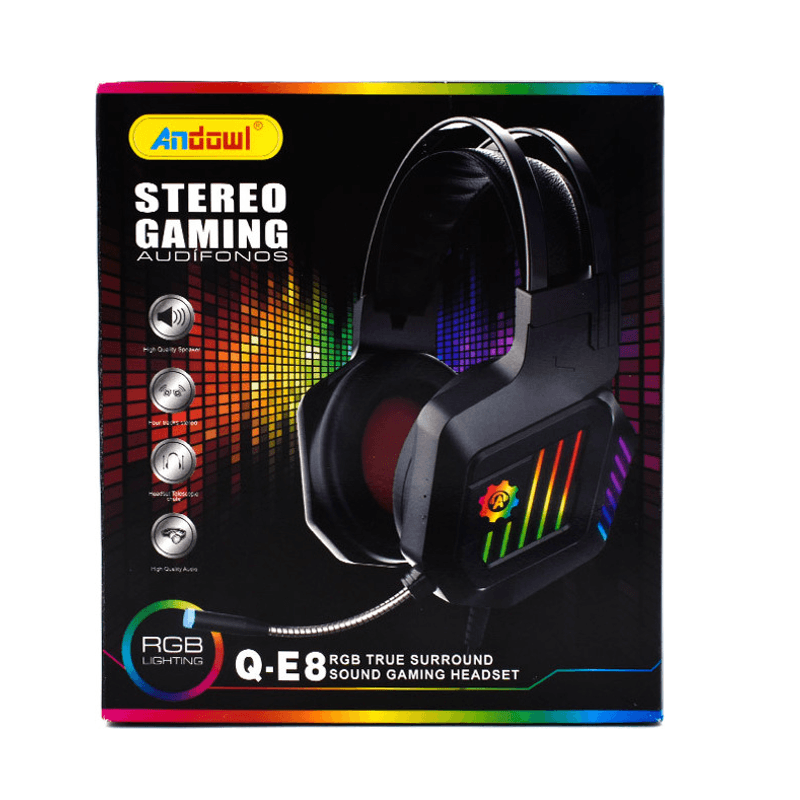 PC, gaming si accesorii - Gaming - Accesorii gaming - Controlere, Volane si Casti gaming - Casti Andowl Q E8 Over Ear Gaming cu conexiune 2x3,5mm / USB Negru - Infinity.ro
