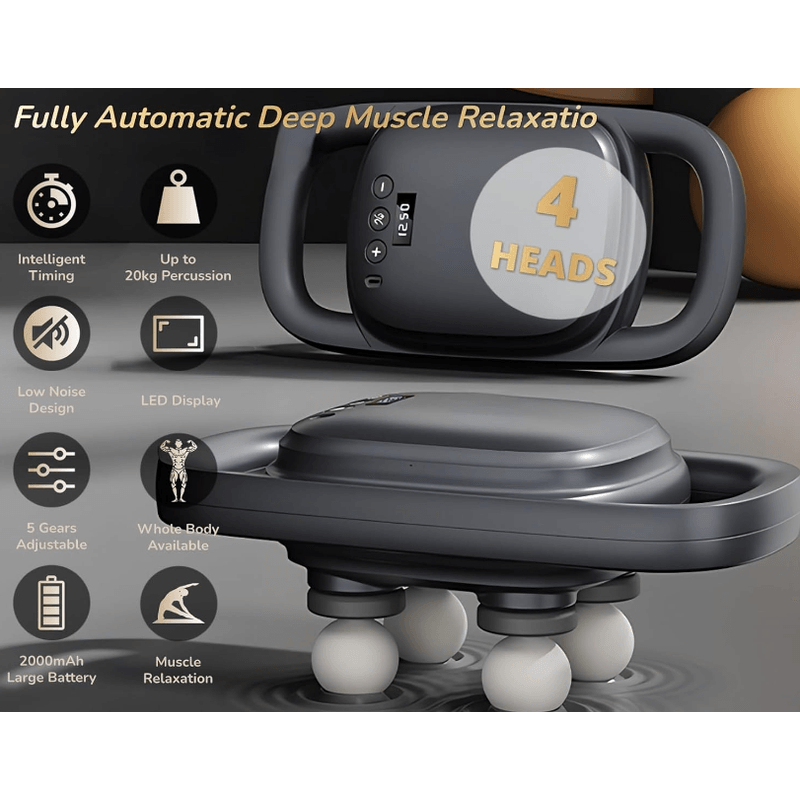 Ingrijire personala si Cosmetice - Sanatate si wellness - Articole wellness - Aparate si dispozitive de masaj - Aparat de masaj S2 cu 4 capete puternice afisaj LCD si manere ergonomice - Infinity.ro