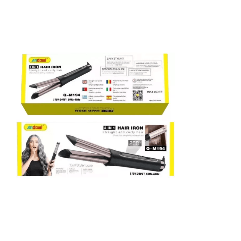 Ingrijire personala si Cosmetice - Aparate & accesorii ingrijire personala - Hair styling - Placi de indreptat parul - Ondulator si placa de par 2 in 1 cod Q M194 de 45W - Infinity.ro