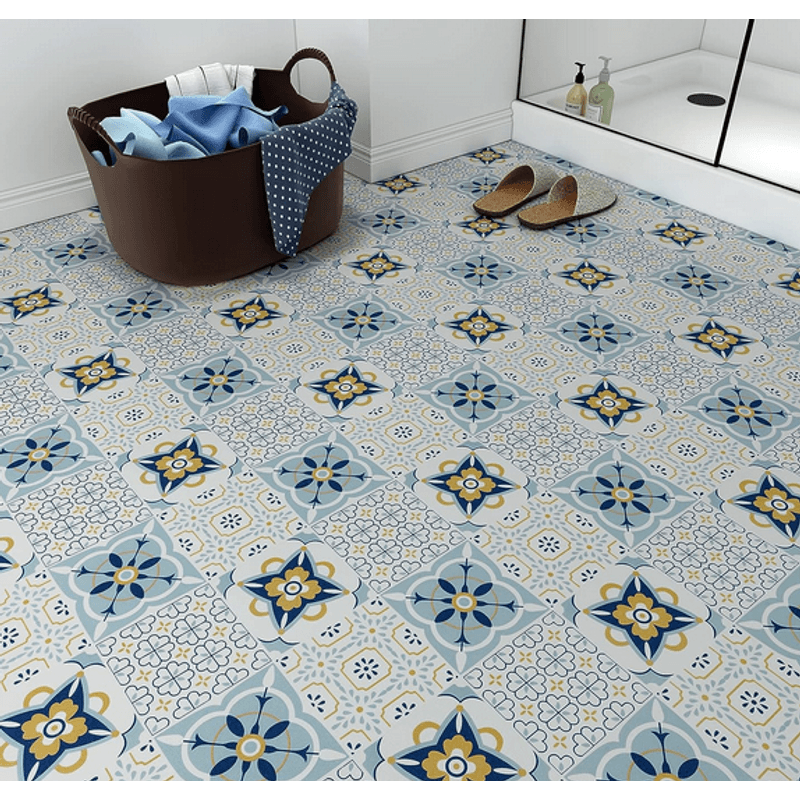 Casa si Gradina - Decoratiuni - Tapet - Set 12 placi autocolante din vinil 30 x 30 cm rezistente la apa model FLORAL Multicolor DP0201 - Infinity.ro
