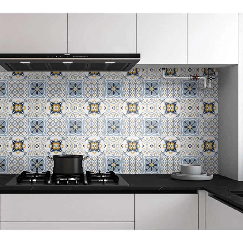 Casa si Gradina - Decoratiuni - Tapet - Set 12 placi autocolante din vinil 30 x 30 cm rezistente la apa model FLORAL Multicolor DP0201 - Infinity.ro
