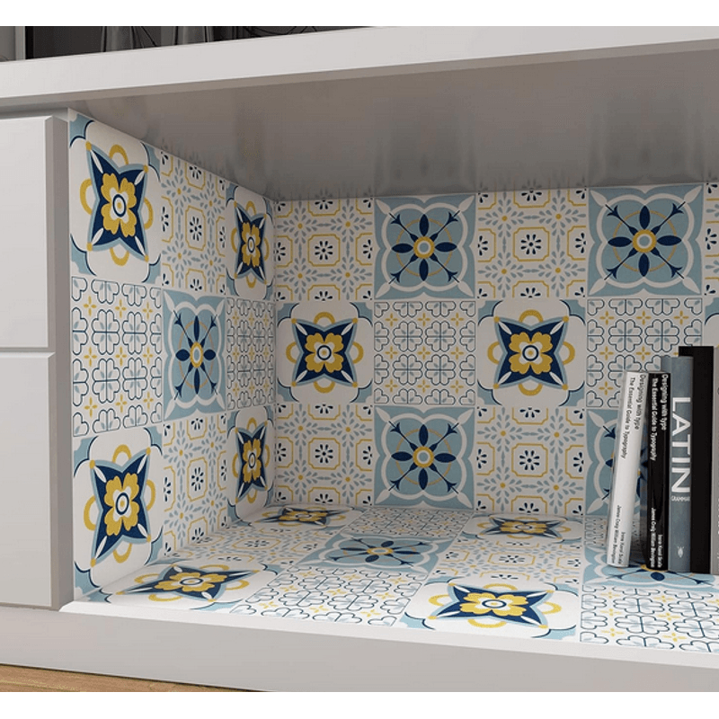Casa si Gradina - Decoratiuni - Tapet - Set 12 placi autocolante din vinil 30 x 30 cm rezistente la apa model FLORAL Multicolor DP0201 - Infinity.ro