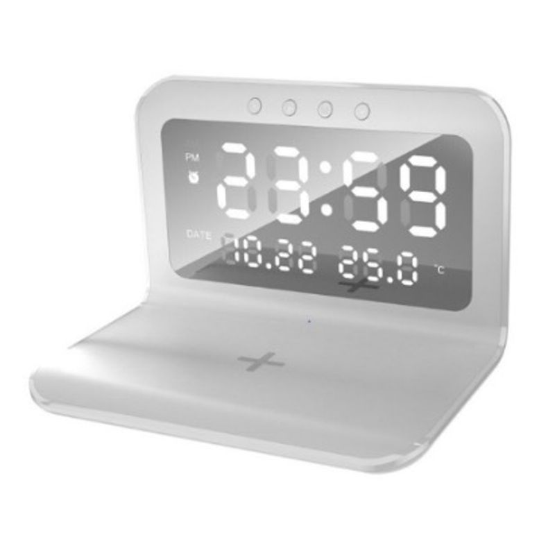 Laptop, Telefoane si Tablete - Telefoane mobile si accesorii - Accesorii Telefoane - Incarcatoare telefoane - Incarcator Wireless 2 in 1 si Ceas cu Afisaj LED 168.4 x 119.2 x 19.2 mm - Infinity.ro