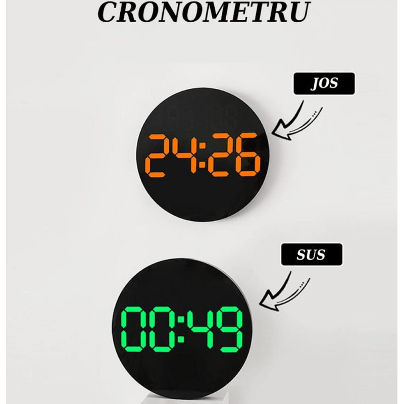 Casa si Gradina - Decoratiuni - Ceasuri - Ceas de perete electronic RD A329 afisaj VERDE temperatura umiditate data - Infinity.ro