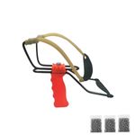 Sport si Outdoor - Camping - Cutite, bricege si accesorii - Cutite si bricege - Set prastie profesionala metalica cu suport antebrat si 300 bile metalice 6 mm, DEPOX®, 20 cm, portocaliu - Infinity.ro