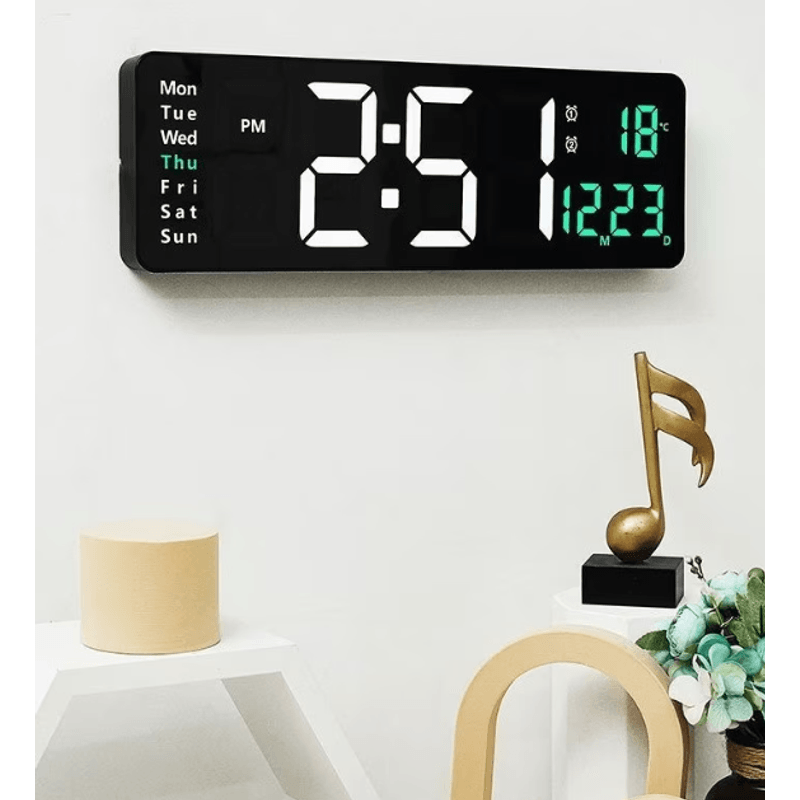 Casa si Gradina - Decoratiuni - Ceasuri - Ceas Digital de Perete RD AL6626 afisaj VERDE Functie de Termometru Calendar Temporizator Alarma Dubla - Infinity.ro
