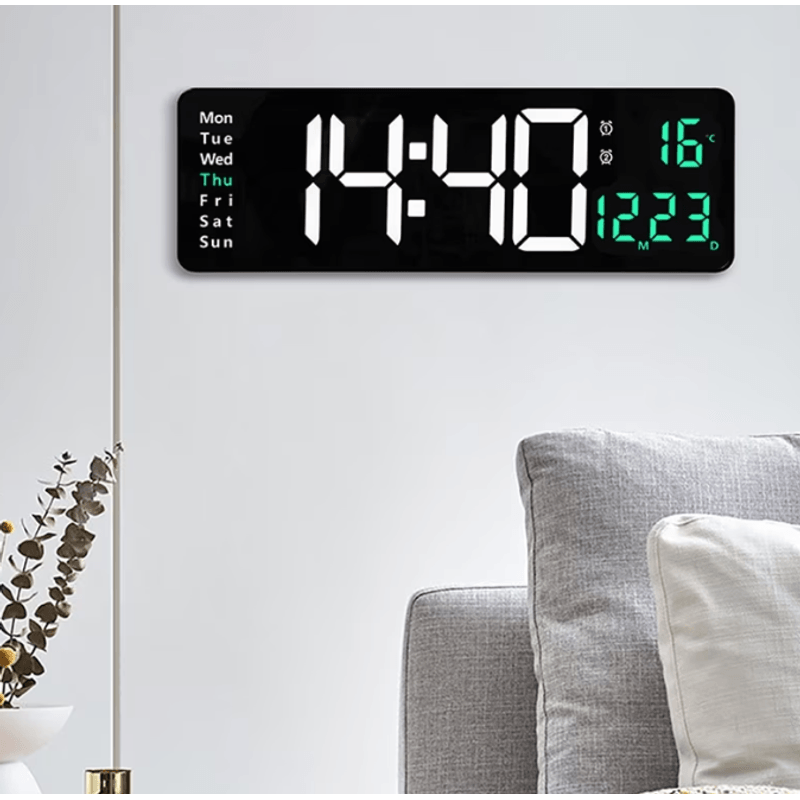 Casa si Gradina - Decoratiuni - Ceasuri - Ceas Digital de Perete RD AL6626 afisaj VERDE Functie de Termometru Calendar Temporizator Alarma Dubla - Infinity.ro