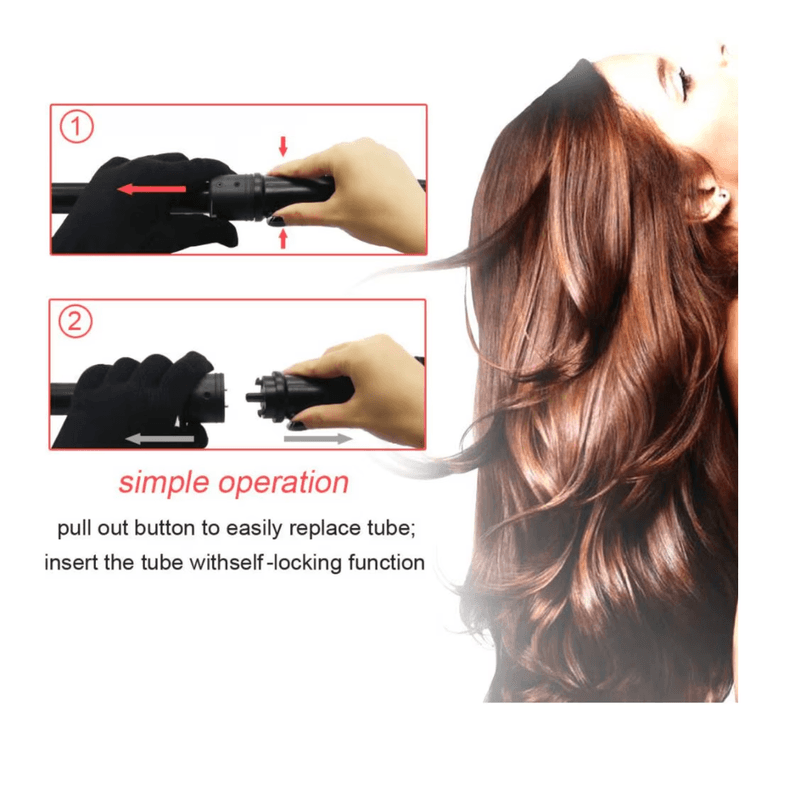 Ingrijire personala si Cosmetice - Aparate & accesorii ingrijire personala - Hair styling - Ondulatoare - Ondulator 6 in 1 invelis ceramic 2 trepte temperatura 230 grade Manusa Negru - Infinity.ro