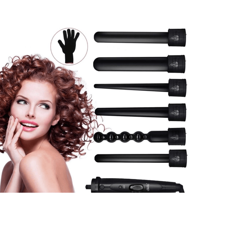 Ingrijire personala si Cosmetice - Aparate & accesorii ingrijire personala - Hair styling - Ondulatoare - Ondulator 6 in 1 invelis ceramic 2 trepte temperatura 230 grade Manusa Negru - Infinity.ro