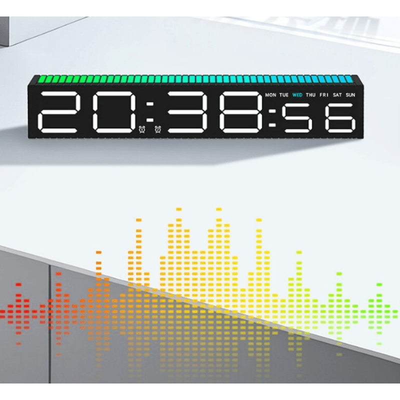 Casa si Gradina - Decoratiuni - Ceasuri - Ceas decorativ ecran LED RGB functie de captare a sunetului afisare ora alarma 3 niveluri de reglare a luminozitatii - Infinity.ro