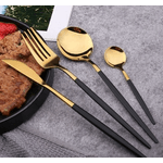 Casa si Gradina - Bucatarie si vesela - Vesela si tacamuri - Tacamuri si seturi - Set de 24 tacamuri elegante si rafinate cu un finisaj luxos NEGRU cu AURIU - Infinity.ro