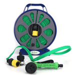 Casa si Gradina - Gradinarit si plante - Instalatii si accesorii pentru irigatii - Furtunuri de gradina si accesorii - Set pentru stropit furtun textil flexibil 15m cu tambur pistol de pulverizat 7 in 1 - Infinity.ro