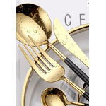 Casa si Gradina - Bucatarie si vesela - Vesela si tacamuri - Tacamuri si seturi - Set de 24 tacamuri elegante si rafinate cu un finisaj luxos NEGRU cu AURIU - Infinity.ro