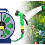 Casa si Gradina - Gradinarit si plante - Instalatii si accesorii pentru irigatii - Furtunuri de gradina si accesorii - Set pentru stropit furtun textil flexibil 15m cu tambur pistol de pulverizat 7 in 1 - Infinity.ro