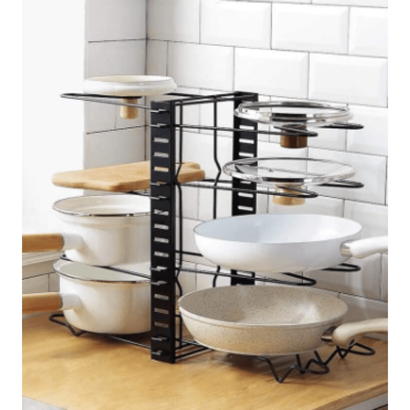 Casa si Gradina - Mobilier - Organizare si depozitare - Organizatoare pentru sertare si dulapuri - Suport organizator pentru oale si tigai cu 8 rafturi - Infinity.ro