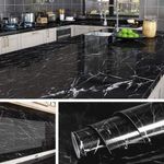 Casa si Gradina - Decoratiuni - Tapet - Set 2 X Autocolant Marmura NEGRU CU ALB 60 x 200 Autoadeziv Rezistent pentru Mobila - Infinity.ro