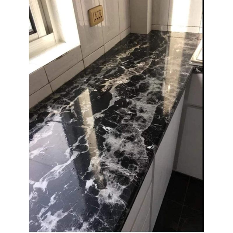 Casa si Gradina - Decoratiuni - Tapet - Set 2 X Autocolant Marmura NEGRU CU ALB 60 x 200 Autoadeziv Rezistent pentru Mobila - Infinity.ro