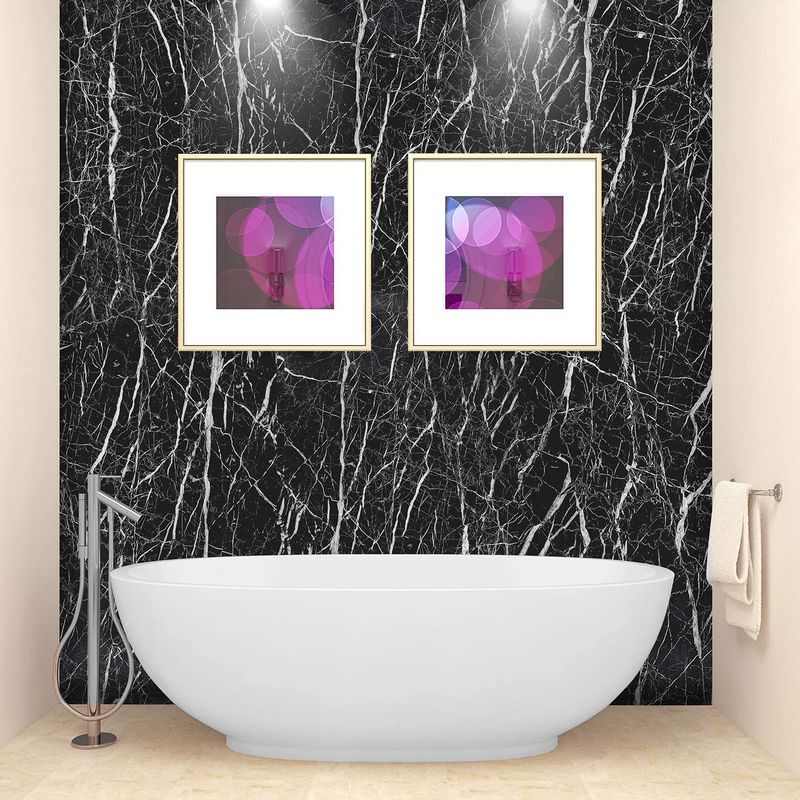 Casa si Gradina - Decoratiuni - Tapet - Set 2 X Autocolant Marmura NEGRU CU ALB 60 x 200 Autoadeziv Rezistent pentru Mobila - Infinity.ro