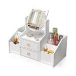 Casa si Gradina - Mobilier - Organizare si depozitare - Organizatoare pentru sertare si dulapuri - Organizator cosmetice cu Oglinda, 2 sertare, 4 compartimente, 40 x 20 x 33 cm - Infinity.ro