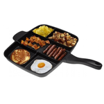 Casa si Gradina - Bucatarie si vesela - Vase pentru gatit - Tigai si seturi - Tigaie grill multifunctionala cu 5 compartimente pentru gatit MANER LEMN - Infinity.ro