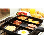 Casa si Gradina - Bucatarie si vesela - Vase pentru gatit - Tigai si seturi - Tigaie grill multifunctionala cu 5 compartimente pentru gatit MANER LEMN - Infinity.ro