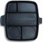 Casa si Gradina - Bucatarie si vesela - Vase pentru gatit - Tigai si seturi - Tigaie grill multifunctionala cu 5 compartimente pentru gatit MANER LEMN - Infinity.ro