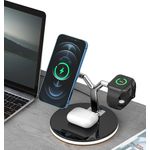 Laptop, Telefoane si Tablete - Telefoane mobile si accesorii - Accesorii Telefoane - Incarcatoare telefoane - Incarcator Wireless 3 in 1 cu LED Model 970 pentru Telefon Ceas Casti - Infinity.ro