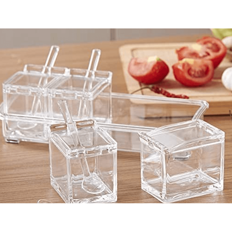 Casa si Gradina - Mobilier - Organizare si depozitare - Organizatoare pentru sertare si dulapuri - Organizator cu 4 recipiente transparente pentru condimente - Infinity.ro