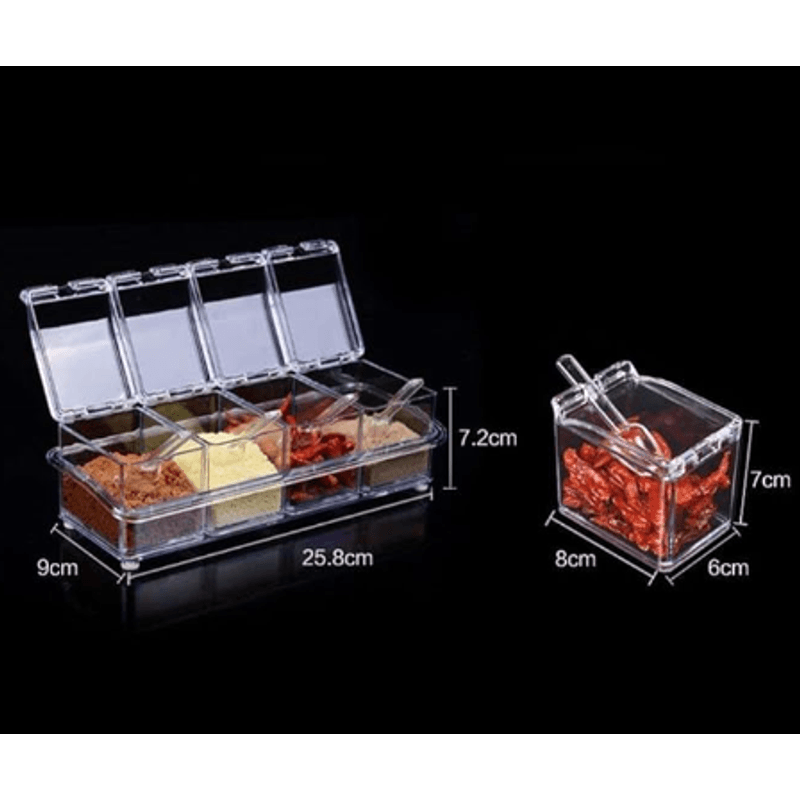 Casa si Gradina - Mobilier - Organizare si depozitare - Organizatoare pentru sertare si dulapuri - Organizator cu 4 recipiente transparente pentru condimente - Infinity.ro