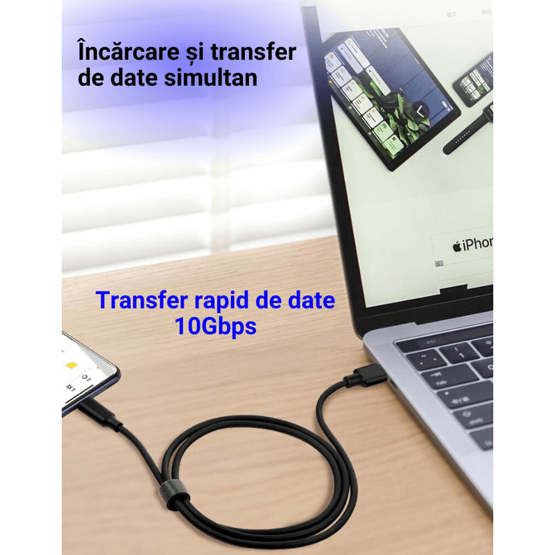 Laptop, Telefoane si Tablete - Telefoane mobile si accesorii - Accesorii Telefoane - Cabluri si adaptoare telefoane - Cablu USB 3.2, PRESTIGE CHARGE®, transfer date 10Gbps, AndroidAuto & Apple CarPlay, incarcare 60W, 3 m - Infinity.ro