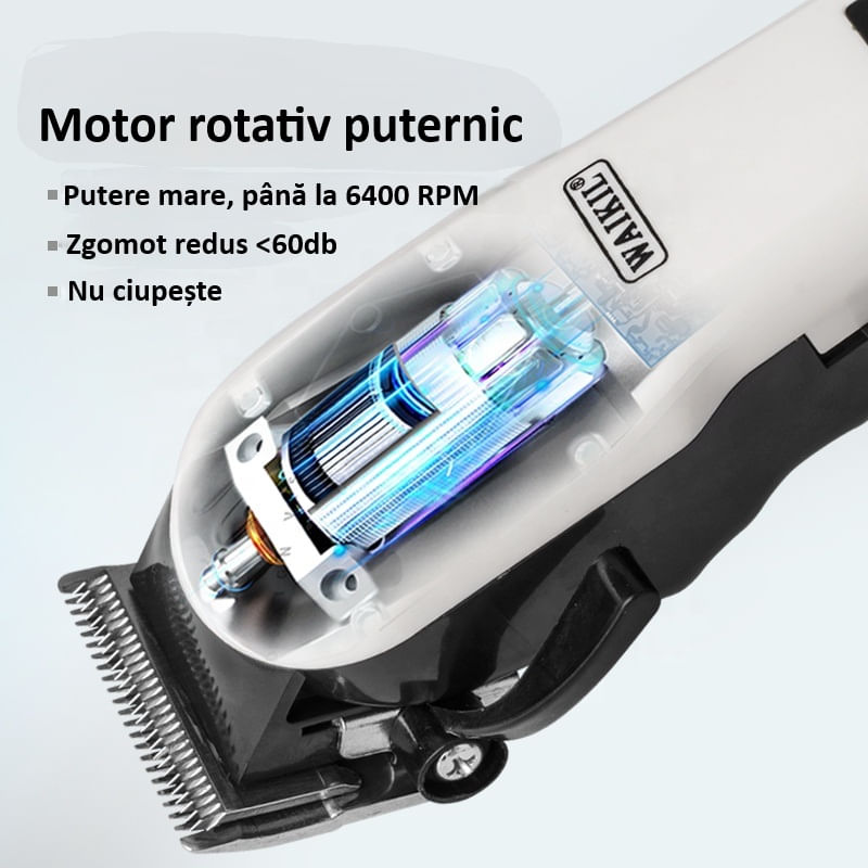 Ingrijire personala si Cosmetice - Aparate & accesorii ingrijire personala - Aparate de ras si tuns - Aparate de tuns - WAIKIL Masina de tuns parul reincarcabila, afisaj electronic, 4 capete, pana la 5h de functionare continua - Infinity.ro