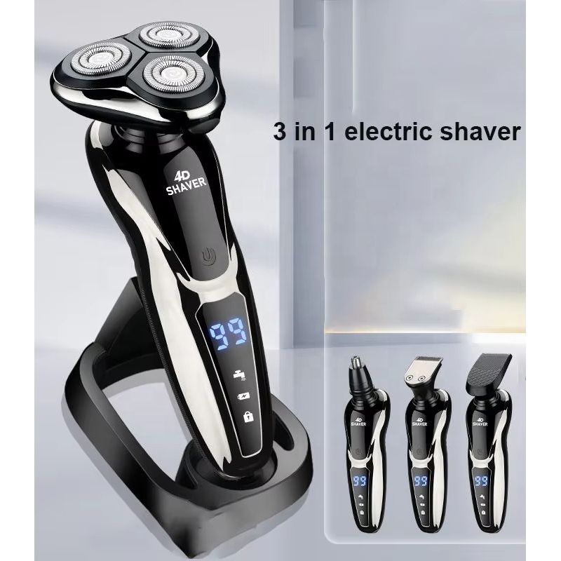 Ingrijire personala si Cosmetice - Aparate & accesorii ingrijire personala - Aparate de ras si tuns - Aparate de ras electrice - WAIKIL Aparat de ras electric 3 in 1, incarcare USB, reincarcabil, triplu lama, impermeabil pentru barbati - Infinity.ro