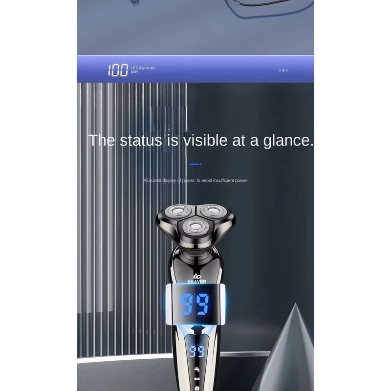 Ingrijire personala si Cosmetice - Aparate & accesorii ingrijire personala - Aparate de ras si tuns - Aparate de ras electrice - WAIKIL Aparat de ras electric 3 in 1, incarcare USB, reincarcabil, triplu lama, impermeabil pentru barbati - Infinity.ro