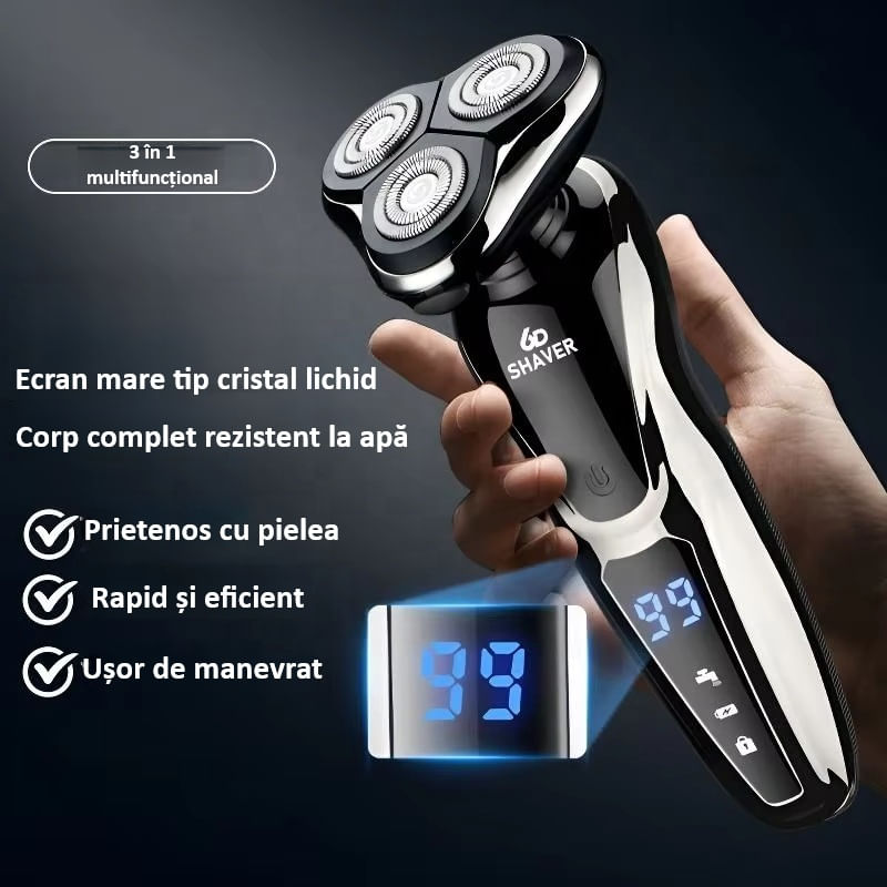 Ingrijire personala si Cosmetice - Aparate & accesorii ingrijire personala - Aparate de ras si tuns - Aparate de ras electrice - WAIKIL Aparat de ras electric 3 in 1, incarcare USB, reincarcabil, triplu lama, impermeabil pentru barbati - Infinity.ro
