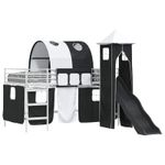 Casa si Gradina - Mobilier - Paturi si accesorii - Paturi - Cadru de pat inalt pentru copii cu perdele, arc, tobogan, turn - Infinity.ro