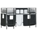 Casa si Gradina - Mobilier - Paturi si accesorii - Paturi - Cadru de Pat Pe Doua Niveluri pentru Copii cu Cortine Negru - Infinity.ro