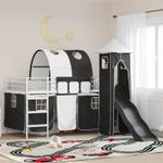 Casa si Gradina - Mobilier - Paturi si accesorii - Paturi - Cadru de pat inalt pentru copii cu perdele, arc, tobogan, turn - Infinity.ro
