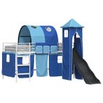 Casa si Gradina - Mobilier - Paturi si accesorii - Paturi - Cadru de pat inalt pentru copii cu perdele, arc, tobogan, turn - Infinity.ro