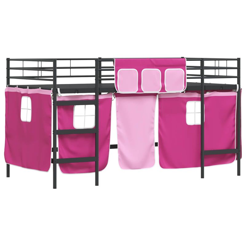 Casa si Gradina - Mobilier - Paturi si accesorii - Paturi - Cadru de Pat Pe Doua Niveluri pentru Copii cu Cortine - Infinity.ro