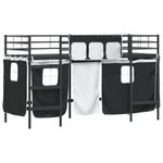 Casa si Gradina - Mobilier - Paturi si accesorii - Paturi - Cadru de Pat Pe Doua Niveluri pentru Copii cu Cortine Negru - Infinity.ro