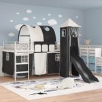 Casa si Gradina - Mobilier - Paturi si accesorii - Paturi - Cadru de pat inalt pentru copii cu perdele, arc, tobogan, turn - Infinity.ro