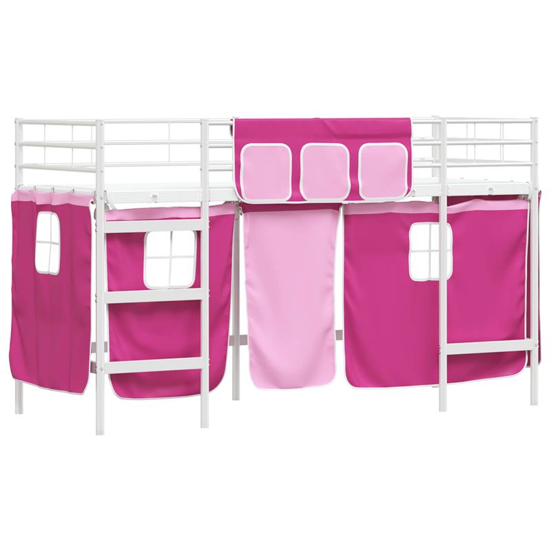Casa si Gradina - Mobilier - Paturi si accesorii - Paturi - Cadru de Pat Pe Doua Niveluri pentru Copii cu Cortine - Infinity.ro
