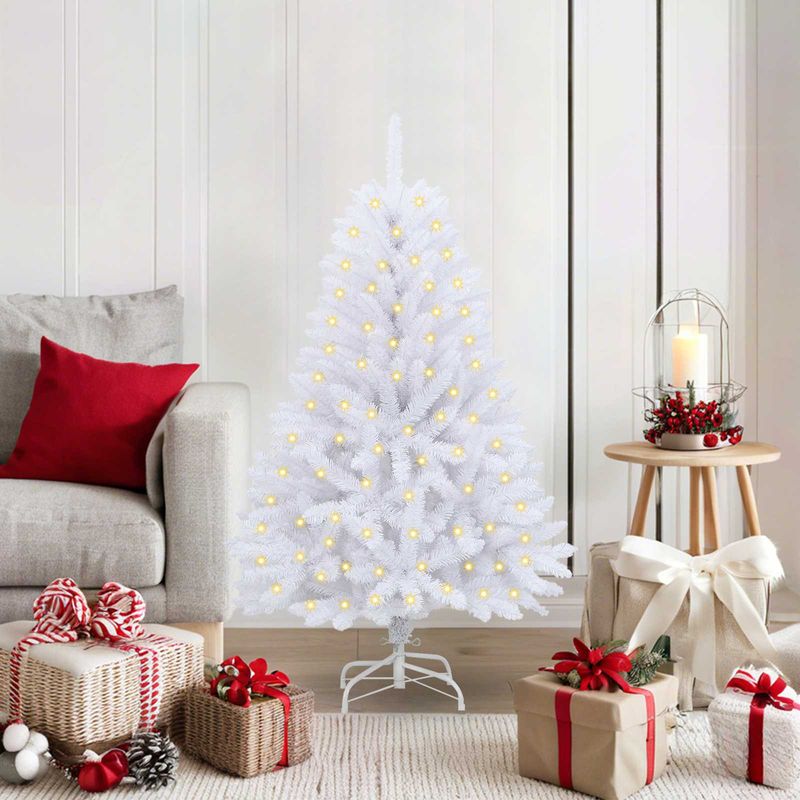 Casa si Gradina - Decoratiuni - Decoratiuni de sezon - Brad de Craciun artificial cu 150 LED Alb 120 cm PVC si Metal - Infinity.ro