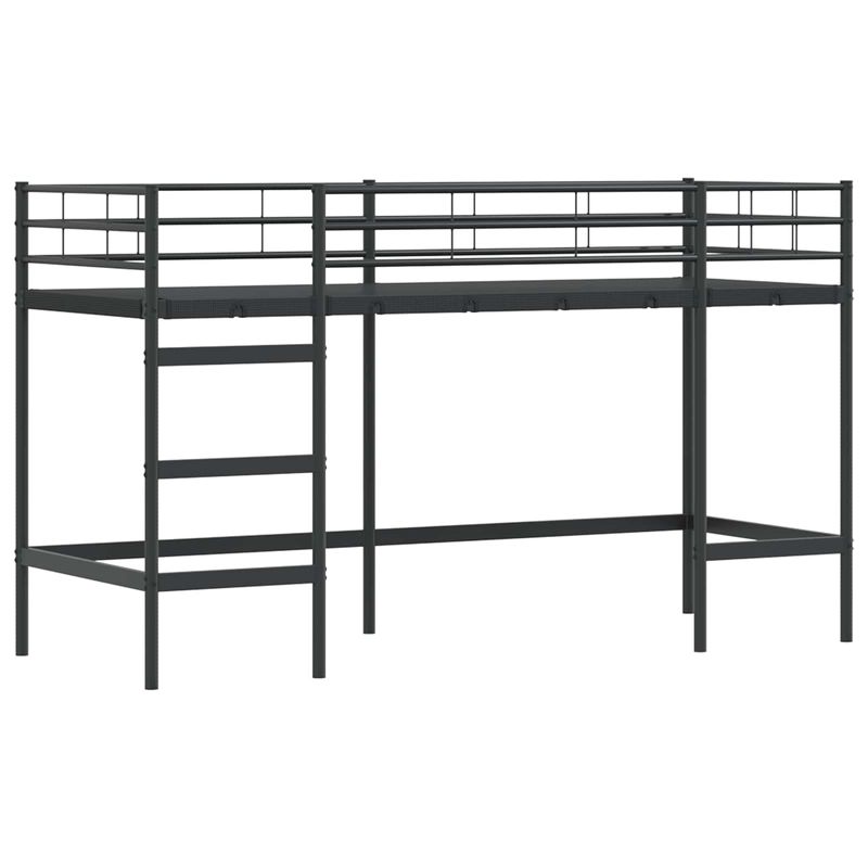 Casa si Gradina - Mobilier - Paturi si accesorii - Paturi - Cadru de Pat Pe Doua Niveluri pentru Copii cu Cortine Negru - Infinity.ro