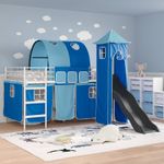 Casa si Gradina - Mobilier - Paturi si accesorii - Paturi - Cadru de pat inalt pentru copii cu perdele, arc, tobogan, turn - Infinity.ro