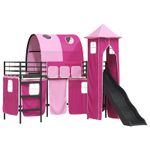 Casa si Gradina - Mobilier - Paturi si accesorii - Paturi - Cadru de pat inalt pentru copii cu perdele, arc, tobogan, turn - Infinity.ro
