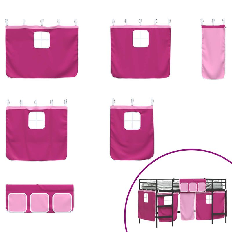 Casa si Gradina - Mobilier - Paturi si accesorii - Paturi - Cadru de Pat Pe Doua Niveluri pentru Copii cu Cortine - Infinity.ro