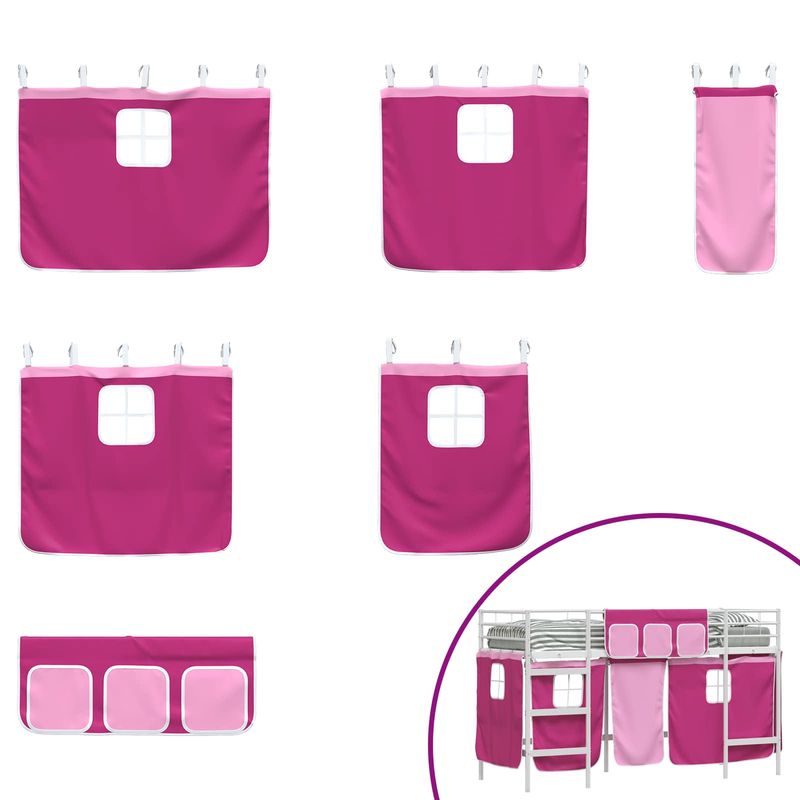 Casa si Gradina - Mobilier - Paturi si accesorii - Paturi - Cadru de Pat Pe Doua Niveluri pentru Copii cu Cortine - Infinity.ro
