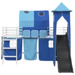 Casa si Gradina - Mobilier - Paturi si accesorii - Paturi - Cadru de pat inalt pentru copii cu perdele, arc, tobogan, turn - Infinity.ro