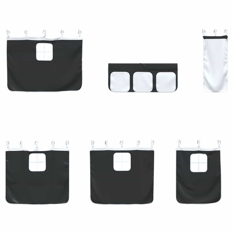 Casa si Gradina - Mobilier - Paturi si accesorii - Paturi - Cadru de Pat Pe Doua Niveluri pentru Copii cu Cortine Negru - Infinity.ro
